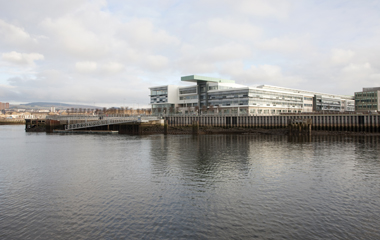 Queens Quay pontoon and Clydebank College